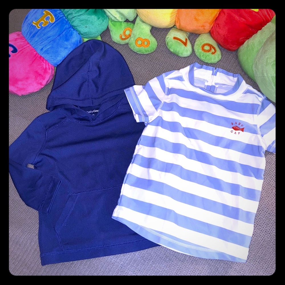 Set/2 babyGap Rashguards (1-s/s 1-l/s) 18-24m EUC